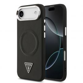 Juodas dėklas telefonui Apple iPhone Air "Guess PU Leather Triangle Logo MagSafe"