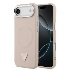 Rausvas dėklas telefonui Apple iPhone Air "Guess PU Leather Triangle Logo MagSafe"
