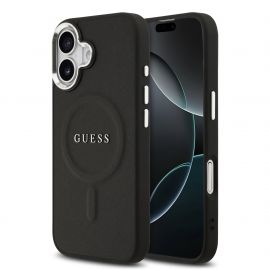 Juodas originalus dėklas Guess PU Saffiano MagSafe telefonui Apple Iphone 17