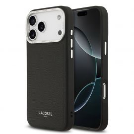Juodas originalus dėklas Lacoste PU Leather Champs Elysees MagSafe telefonui Apple iPhone 17 Pro Max