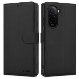 Juodas atverčiamas dėklas Xiaomi Poco M7 "Tech-Protect Wallet"