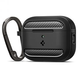 Juodas matinis dėklas Apple Airpods 3 Pro "Spigen Rugged Armor"
