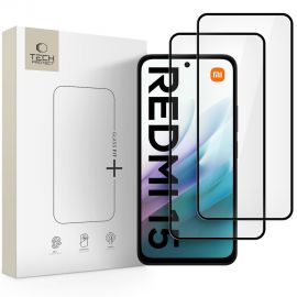 Juodas apsauginis ekrano stikliukas Xiaomi Redmi 15 4G / 5G "TECH-PROTECT GLASS FIT+ 2-PACK"