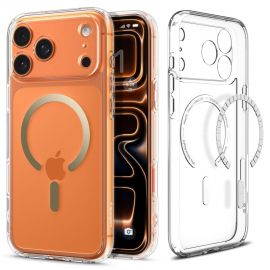 Skaidrus-auksinis dėklas Apple Iphone 17 Pro "Spigen Ultra Hybrid Mag Magsafe"