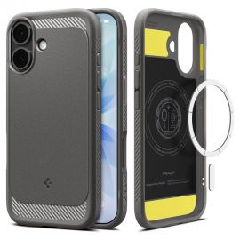 Pilkas dėklas Apple Iphone 17 "Spigen Rugged Armor MagSafe"