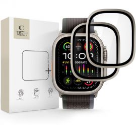 Titano spalvos apsauginis stiklas Apple Watch Ultra 1 / 2 (49mm) "TECH-PROTECT GLASS RING 2-PACK"