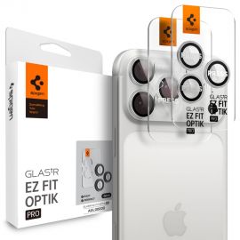 Sidabrinis apsauginis stiklas galiniai kamerai Apple Iphone 16 Pro / 16 Pro Max / 17 Pro / 17 Pro Max "Spigen Optik Ez Fit 2-Pack"