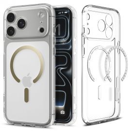 Skaidrus-auksinis dėklas Apple Iphone 17 Pro Max "Spigen Ultra Hybrid Mag Magsafe"