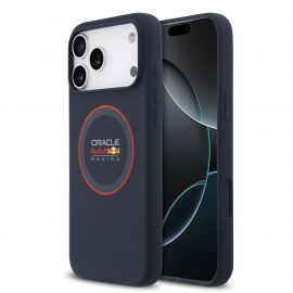 Tamsiai mėlynas dėklas Apple Iphone 17 Pro Max "Red Bull Silicone Red Ring MagSafe"