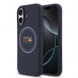 Tamsiai mėlynas dėklas Apple Iphone 17 "Red Bull Silicone Blue Ring MagSafe"