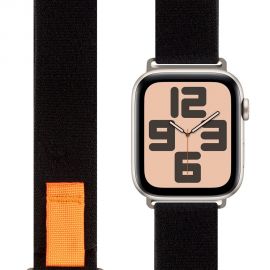 Juoda-oranžinė apyrankė Apple Watch 42-49mm M-L "OBAL:ME Textile Strap"