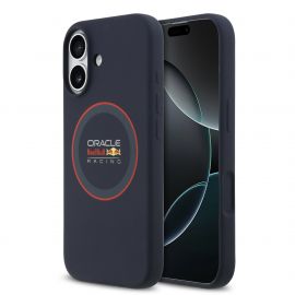Tamsiai mėlynas dėklas Apple Iphone 17 "Red Bull Silicone Red Ring MagSafe"