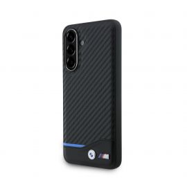 Juodas dėklas BMW M PU Carbon Blue Line telefonui Samsung Galaxy A56