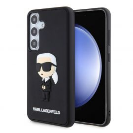 Juodas originalus dėklas Karl Lagerfeld 3D Rubber Ikonik telefonui Samsung Galaxy S24