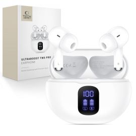 Baltos belaidės ausinės "TECH-PROTECT ULTRABOOST TWS EARPHONE PRO G2"