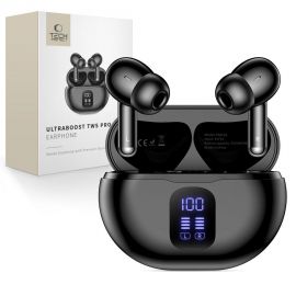 Juodos belaidės ausinės "TECH-PROTECT ULTRABOOST TWS EARPHONE PRO G2"