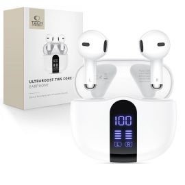 Baltos belaidės ausinės "TECH-PROTECT ULTRABOOST TWS EARPHONE CORE G2"