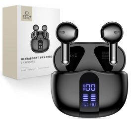 Juodos belaidės ausinės "TECH-PROTECT ULTRABOOST TWS EARPHONE CORE G2"