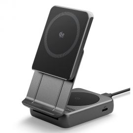 Belaidis pakrovėjas SPIGEN ESSENTIAL EF302MOQ Qi2.2 2IN1 MAGNETIC MAGSAFE WIRELESS CHARGER
