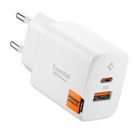 Baltas buitinis pakrovėjas "SPIGEN ESSENTIAL EE202EU 2-PORT NETWORK CHARGER 20W"