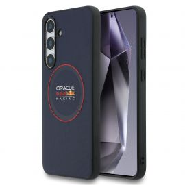 Tamsiai mėlynas dėklas Samsung Galaxy S25 FE "Red Bull PU Leather Red Ring MagSafe"