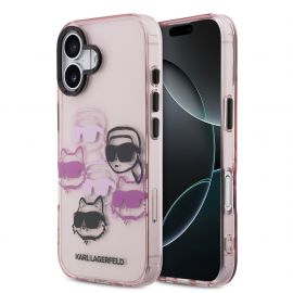 Rausvas dėklas telefonui Apple iPhone 17 "Karl Lagerfeld IML Multi K&CH Heads"