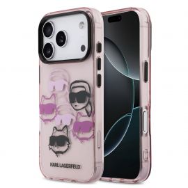 Rausvas dėklas telefonui Apple iPhone 17 Pro "Karl Lagerfeld IML Multi K&CH Heads"