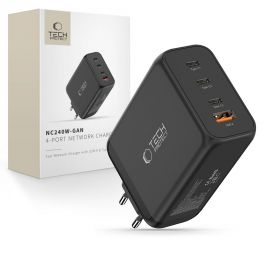 Juodas buitinis pakrovėjas TECH-PROTECT NC240W-GAN 4-PORT NETWORK CHARGER PD 240W / QC3.0