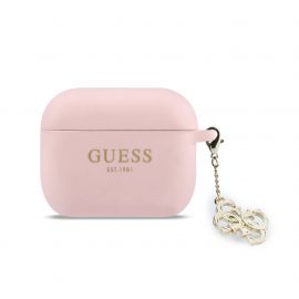 Rausvas dėklas Apple Airpods Pro 3 "Guess 4G Charm Silicone"