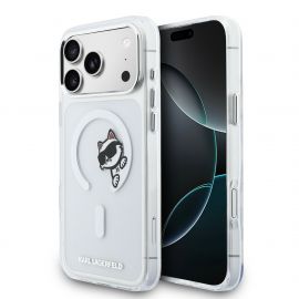 Skaidrus originalus dėklas Karl Lagerfeld IML Choupette Peekaboo MagSafe telefonui Apple iPhone 17 Pro Max