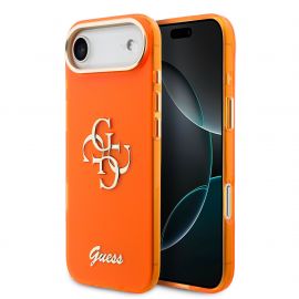 Oranžinis originalus dėklas Guess IML 4G Script Metal Logo telefonui Apple Iphone Air