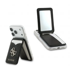 Juodas kortelių dėklas "Guess PU 4G Mirror MagSafe Cardslot Stand"