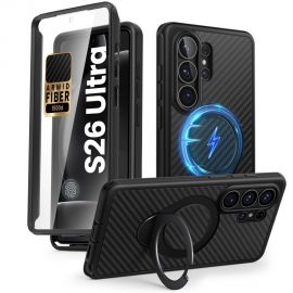 Juodas aramid dėklas Samsung Galaxy S26 Ultra "Supcase Cosmo Mag Magsafe"