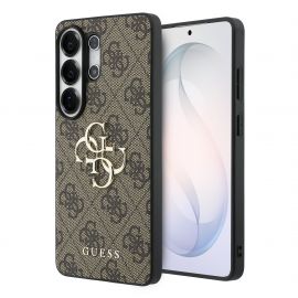 Rudas originalus dėklas Guess PU 4G Metal Logo telefonui Samsung Galaxy S26 Ultra