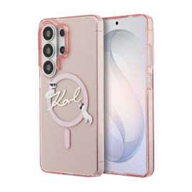 Rausvas Karl Lagerfeld IML Choupette Karl Script Logo Magnetic telefonui Samsung Galaxy S26 Ultra