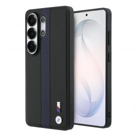 Mėlynas dėklas BMW M PU Leather Perforated Stripes and Metal Logo Magnetic telefonui Samsung Galaxy S26 Ultra
