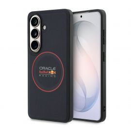 Tamsiai mėlynas dėklas Samsung Galaxy S26 „Red Bull PU Leather Meshed Red Ring Magnetic”