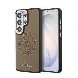 Rudas originalus dėklas Guess PU Perforated 4G Logo Magnetic telefonui Samsung Galaxy S26 Ultra