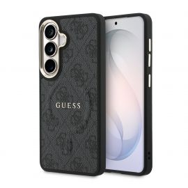 Juodas dėklas telefonui Samsung Galaxy S26 Plus "Guess PU Leather 4G Gold Frame Magnetic"