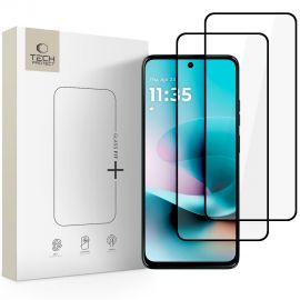 Juodas apsauginis ekrano stikliukas MOTOROLA MOTO G57 / G57 POWER / G67 POWER "TECH-PROTECT GLASS FIT+ 2-PACK"