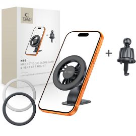 Juodas telefono laikiklis "TECH-PROTECT N56 MAGNETIC MAGSAFE 3M DASHBOARD & VENT CAR MOUNT"