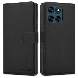 Juodas atverčiamas dėklas Motorola Moto G57 Power / G67 Power "Tech-Protect Wallet"