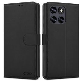 Juodas atverčiamas dėklas Motorola Moto G67 / G77 "Tech-Protect Wallet"