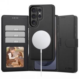 Juodas matinis atverčiamas dėklas Samsung Galaxy S26 Ultra "Tech-Protect Wallet Magsafe"