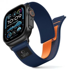 Tamsiai mėlyna-oranžinė apyrankė Apple Watch 8 / 9 / 10 / 11 / SE (44 / 45 / 46 / 49MM) "Tech-Protect Nylon Elite"