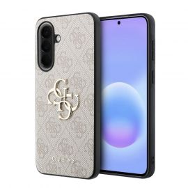 Rausvas originalus dėklas Guess PU 4G Metal Logo telefonui Samsung Galaxy A57