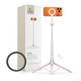 Rausva-pilka asmenukių lazda "TECH-PROTECT L10S MAGSAFE BLUETOOTH SELFIE STICK TRIPOD