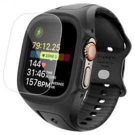 Juodas dėklas su apyranke Apple Watch Ultra 1 / 2 /3 (49mm)  "SPIGEN LIQUID AIR PRO & TEMPERED GLASS
