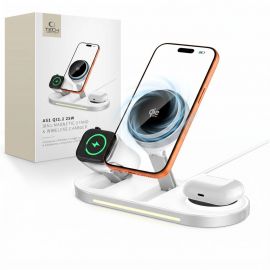 Baltas belaidis pakrovėjas "TECH-PROTECT A51 ARCTICBOOST 3IN1 MAGNETIC MAGSAFE WIRELESS CHARGER 25W QI2.2"