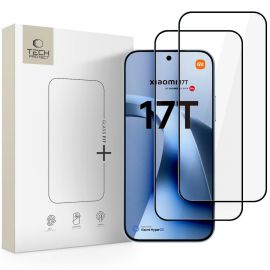 Juodas apsauginis ekrano stikliukas Xiaomi 17T "TECH-PROTECT GLASS FIT+ 2-PACK"
